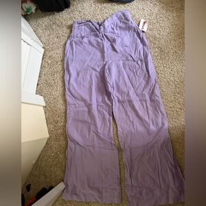 Lavender Linen Wide-Leg Pants
